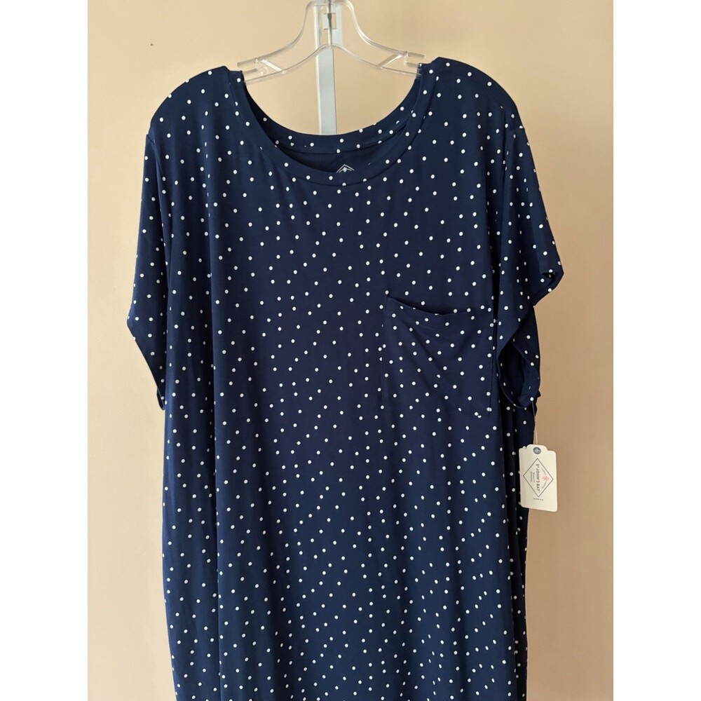 St. John’s Bay Polka Dot T Shirt Dress V Neck Navy Plus 3X - Picture 3 of 11